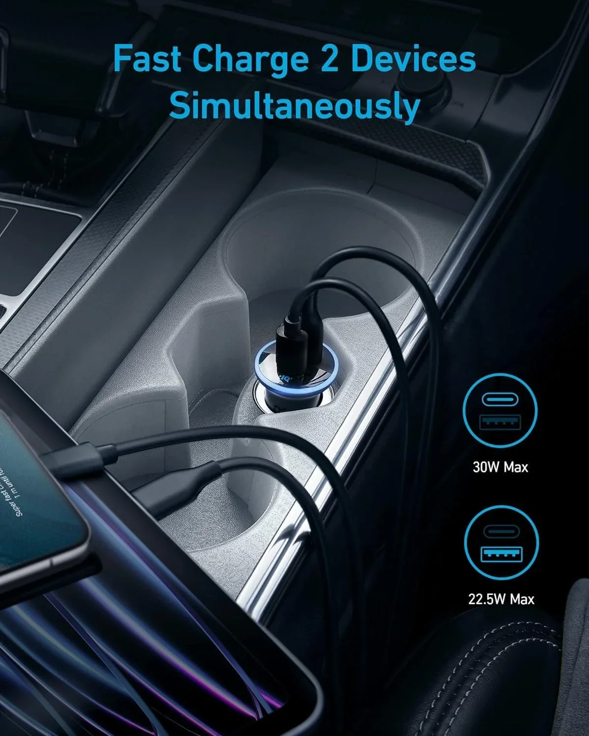 Anker 323 52.5w The Ultra-Fast Dual-Port Car Charger - Image 2
