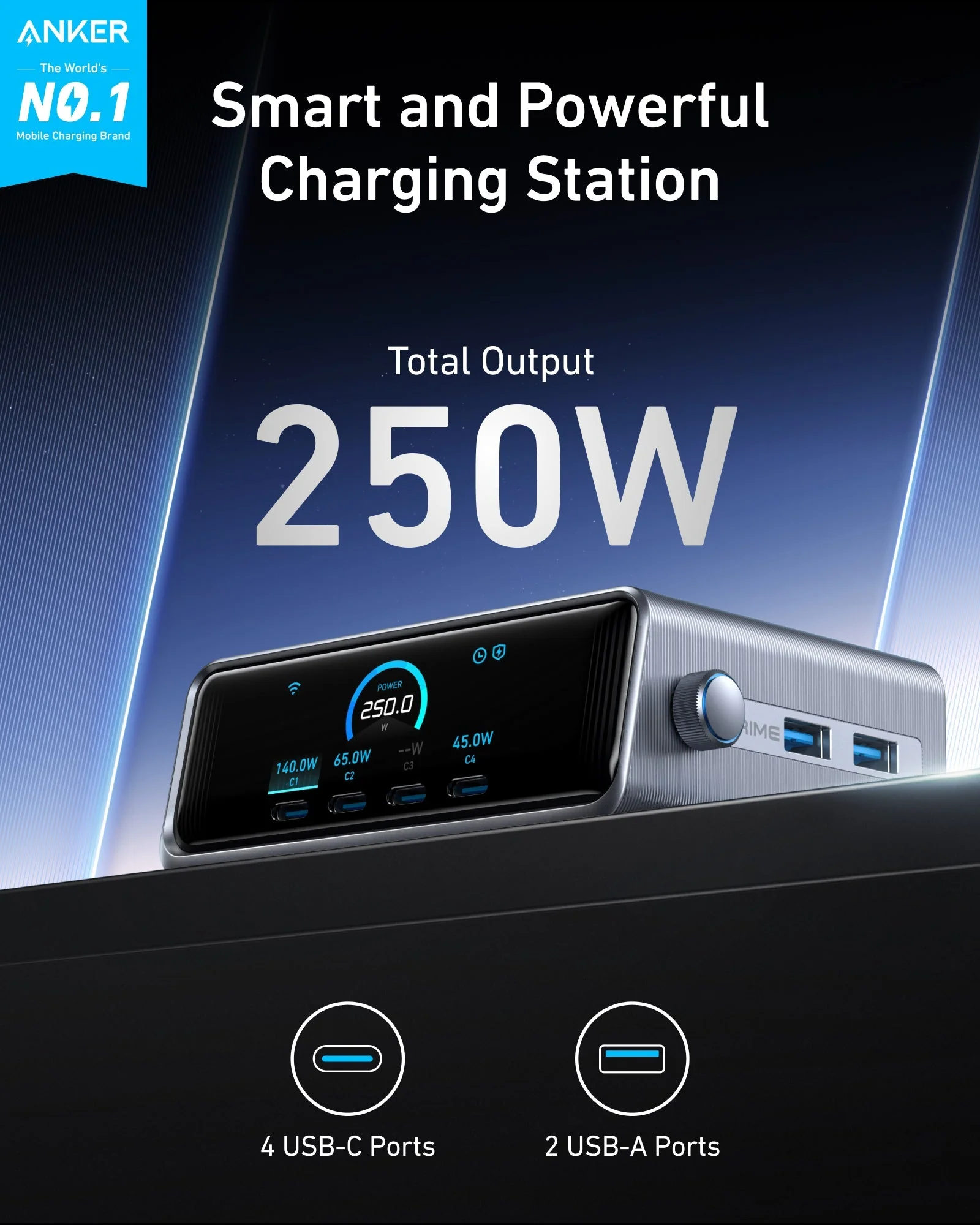 Anker Prime Charger (250W, 6 Ports, GaNPrime) - Image 3